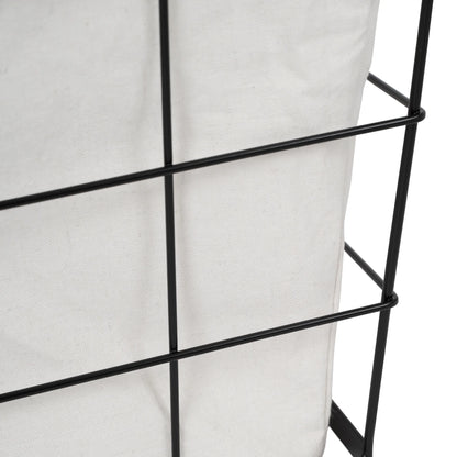 60L Rectangular Steel Laundry Basket, Black & Natural, Adult