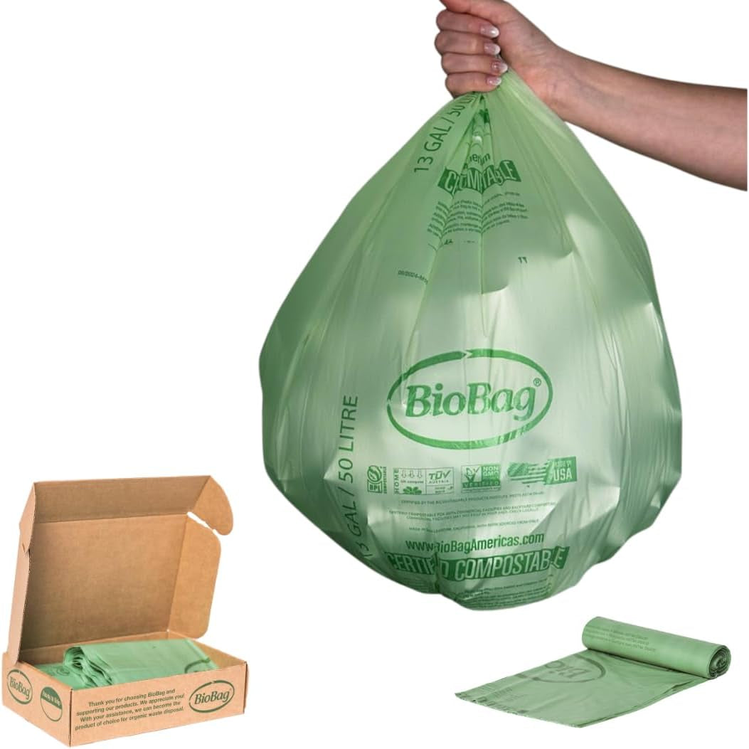 (USA), the Original Compostable Bag, 13 Gallon, 48 Total Count, 100% Certified Compostable Kitchen Food Scrap Bags, Kitchen Compost Trash Bin Compatible